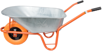 Wheelbarrow P with Galvanized Tray and Polyurethane Wheel with Metal Rim A / T: 100 A; R: 4.00-8