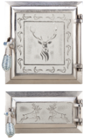 Stove Door + Ash Pan Deer Nickel-Plated / h[mm]: 275+140; l[mm]: 255