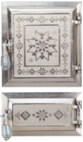 Stove Door + Ash Pan Romanian Motifs Nickel-Plated / h[mm]: 275+140; l[mm]: 255