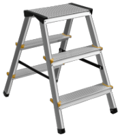 Double-Sided Aluminium Ladder / N[steps]: 3; Ltron[cm]: 63; Hp[cm]: 60; Hu[cm]: 260