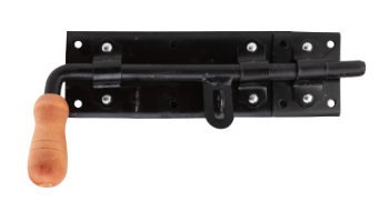 Black L-Type Gate Bolt with Wooden Handle