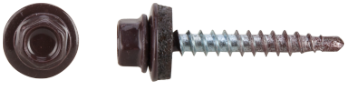 Brown Self-Drilling Screw with Reduced Tip, Wood Thread and EPDM Washer (PD)