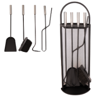 Fireplace Tools with Stand (4 Pieces)