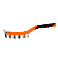 Black Steel Wire Brush, Plastic Handle, 2 Colors, with Scraper