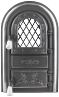Fireplace Door with Glass Deer Silver Ornaments