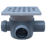 Square Floor Drain with Riser SL 2 Inlets 90/180° Left SP-H75-160-1