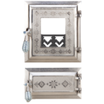Stove Door with Glass + Ash Pan Romanian Motifs Nickel-Plated