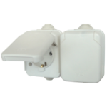 Surface-Mounted Double Schuko Socket with Antigron Cover IP 44
